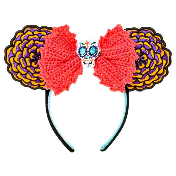 Disney Parks Coco Crochet Dia De Los Muertos Minnie Mouse Ears Headband NEW - Picture 1 of 8
